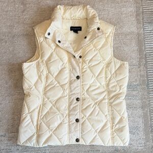 Lands' End Cream Quilted Puffer Vest